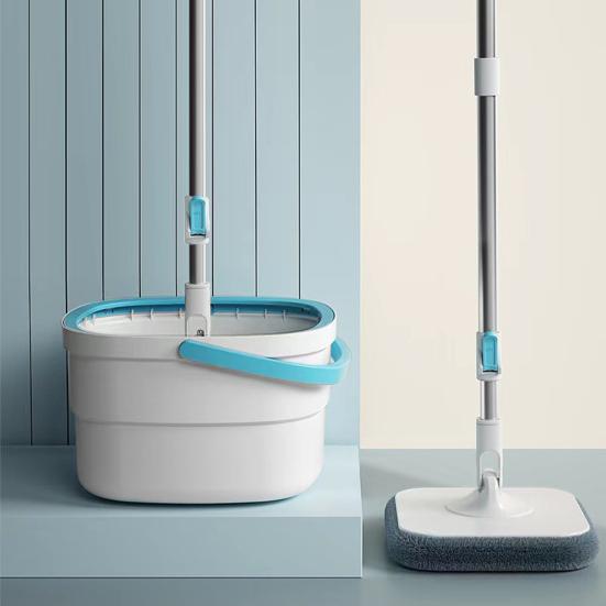 Набор швабр из нержавеющей стали с выдвижной ручкой, вращающейся на 360 градусов, для влажной и сухой уборки, микрофибра