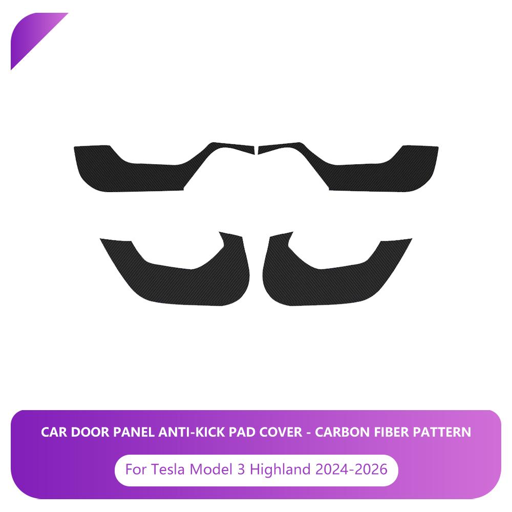 Heenvn Car Door Anti-Kick Pad For Tesla Model Y Juniper Model 3 Highland 2025 2026 Leather Sticker Trim Kit Side Door Protector