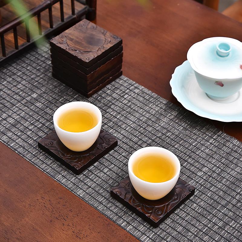 1 шт. Подставка под чашку для чая, креативная подставка под чашку, термостойкая, нескользящая, из черного дерева, сандалового дерева, квадратная подставка для чайной церемонии в стиле дзен