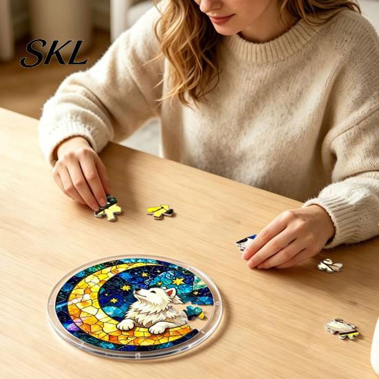 Home Decor Puzzle Gift Acrylic Suncatcher, Colorful Window Hanging, 7.48 Inch Sun Catcher Stained Glass Decoration Ornament, Ideal for Gifting