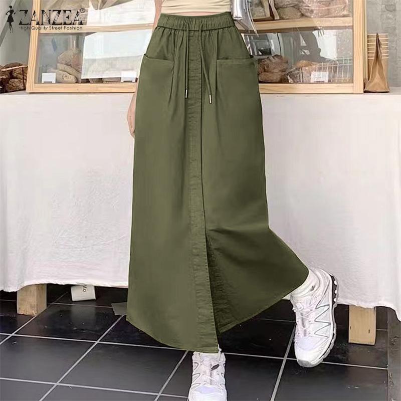 ZANZEA Women Casual Elastic Waist Loose Summer Skirts