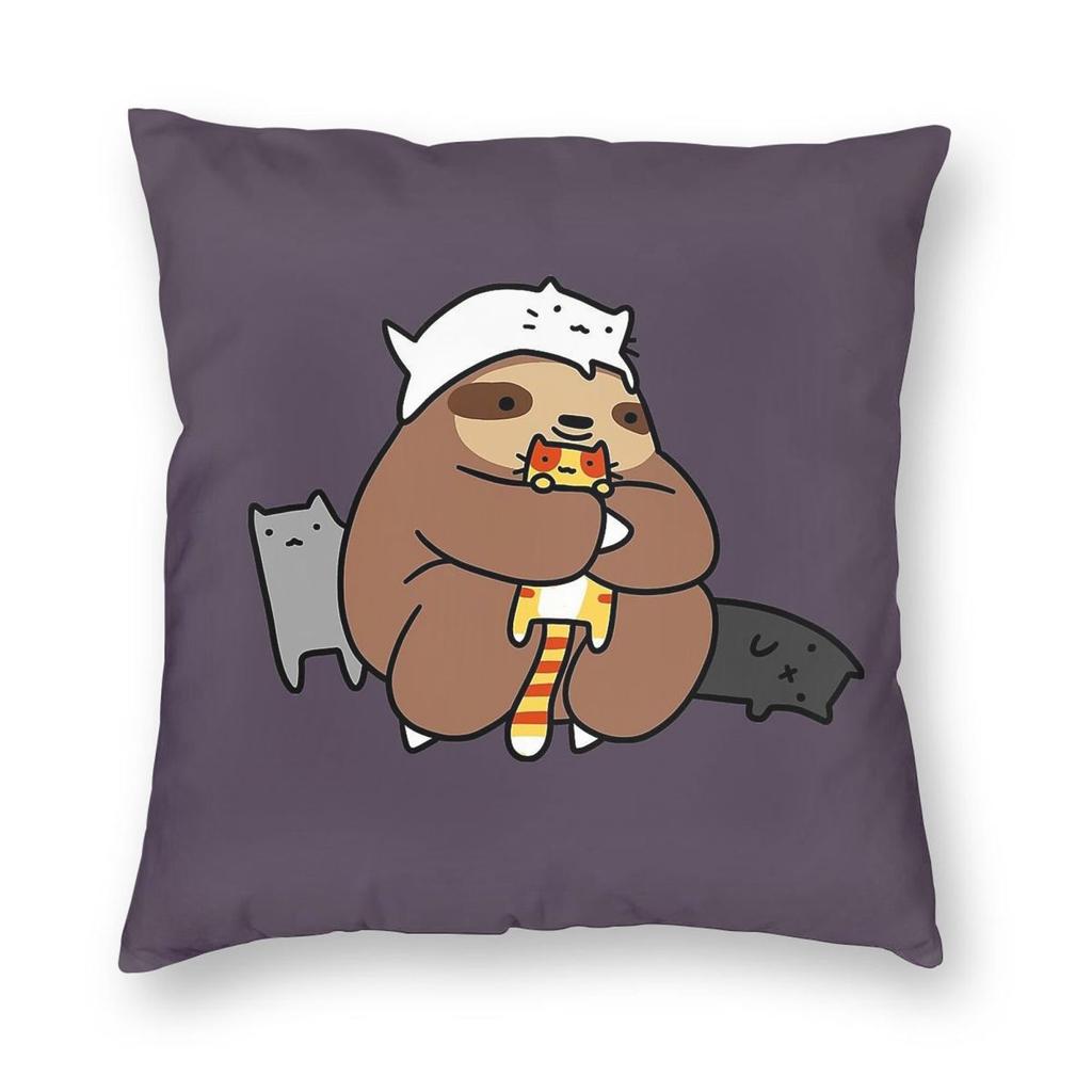 Hhree Toed Sloth Love Cats Square Pillowcase Polyester Linen Velvet Creative Zip Decor Throw Pillow Case Bed Cushion Case x