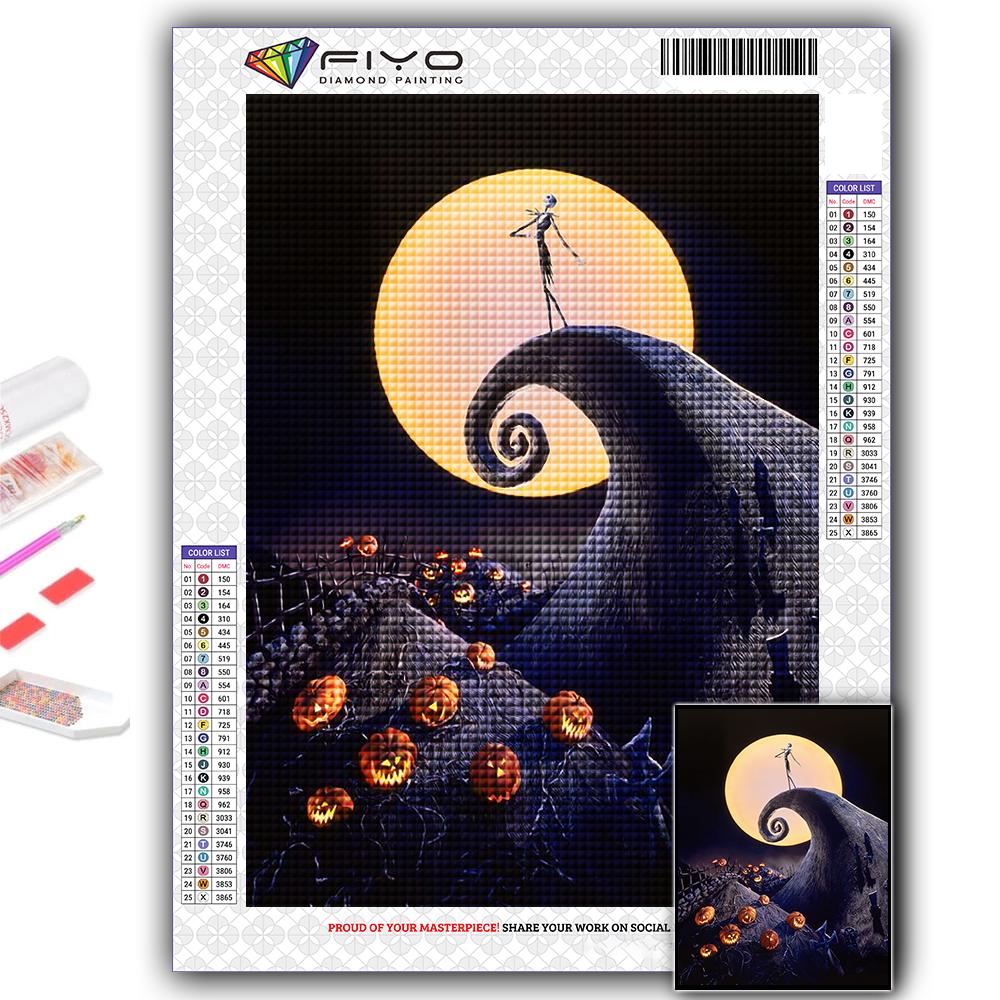 5D DIY Diamond Embroidery Halloween Scary Pumpkin And Castle Diamond Painting Mosaic Home Decoration