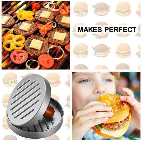 Hamburger Press 4.5" Non-Stick Patty Maker with 100 Wax Papers Heavy Duty Meatball Press for BBQ Veggie Burgers