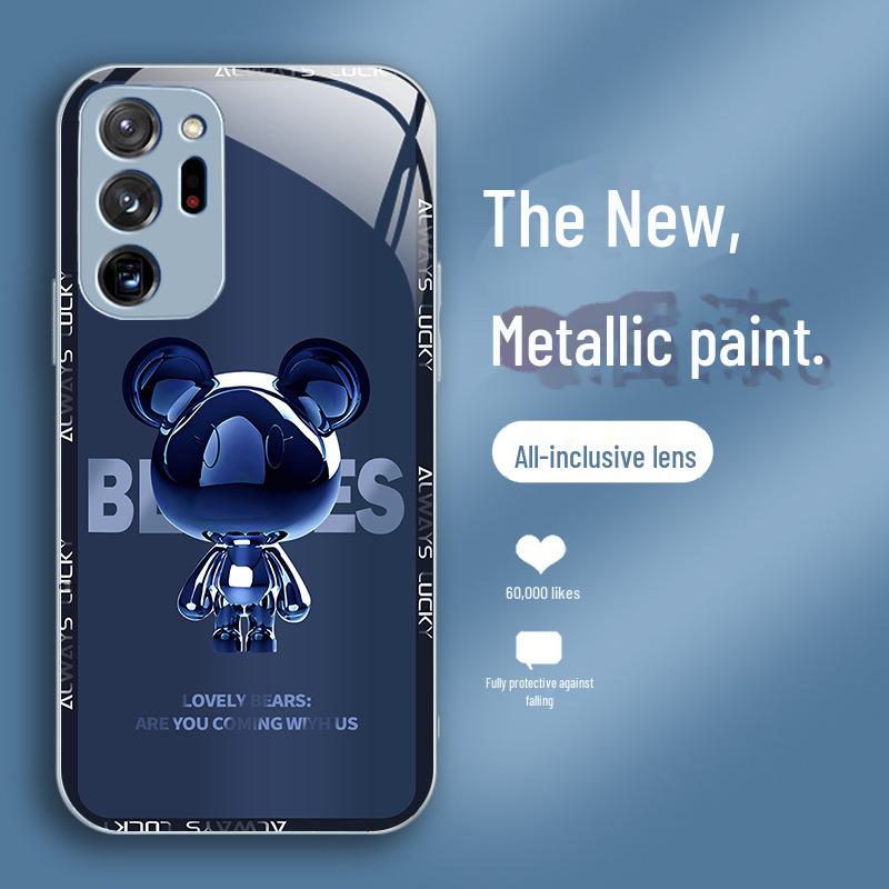 Чехол Bear Metal Liquid для Samsung A04S A03Core A04 Cartoon Trendy Brand 20Ultra Glass & Premium Sense