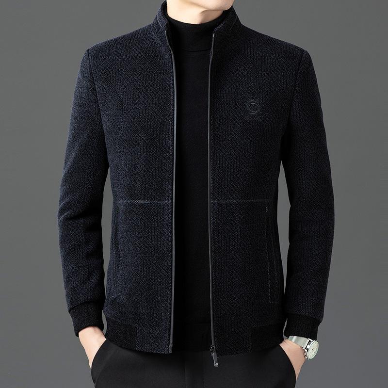 Осенне-зимняя шерстяная куртка мужская короткая хлопковая с воротником-стойкой для папы среднего возраста мужская шерстяная куртка
