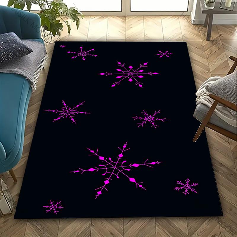 3D HD Printing Snowflake Printed Carpet,Rug for Living Room Bedroom, Office Large Areas,Durable Machine Washable Mat Nice Gifts