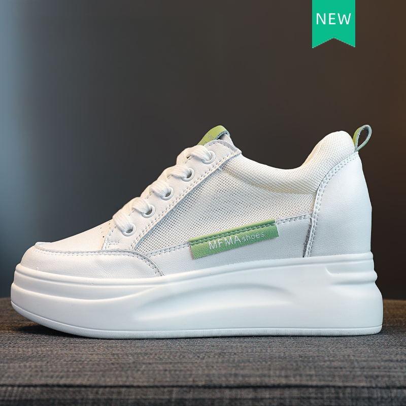 Harajuku Hollow Breathable Inner Height Increase Women Shoes Lace-up Slope Heel Versatile Thick Bottom Sports Shoes Trendy