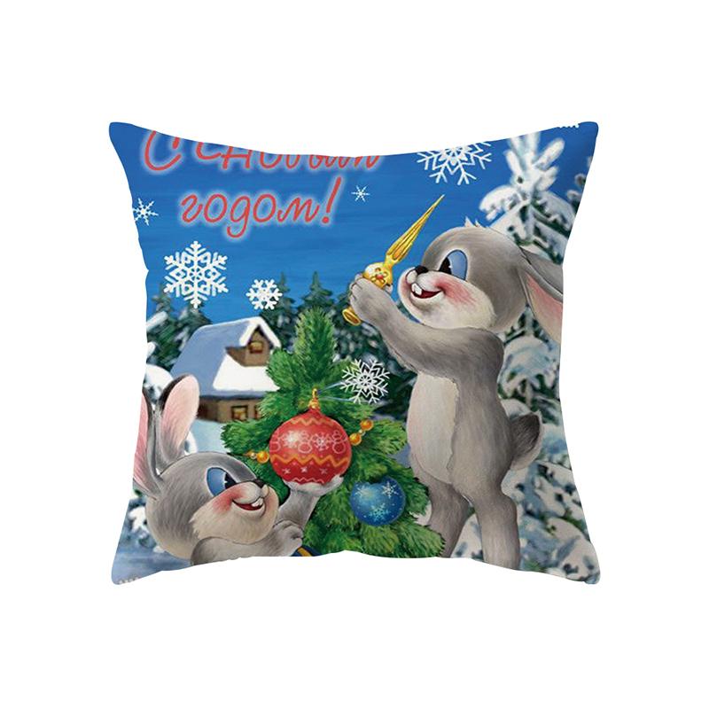 Merry Christmas Santa Claus Print Pattern Cushion Cover Home Living Room Sofa Decoration Polyester Pillow Pillow Cover