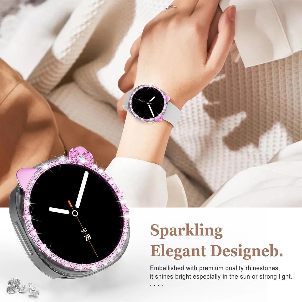 Чехол для Samsung Galaxy Watch 8 40 мм 44 мм Милый КОТЕНОК КИТТИ Алмазный Защитный Чехол Аксессуары для женщины Samsung watch8
