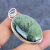 Moss Prehnite Gemstone Handmade 925 Sterling Silver Jewelry Pendant 2.17" L5w75