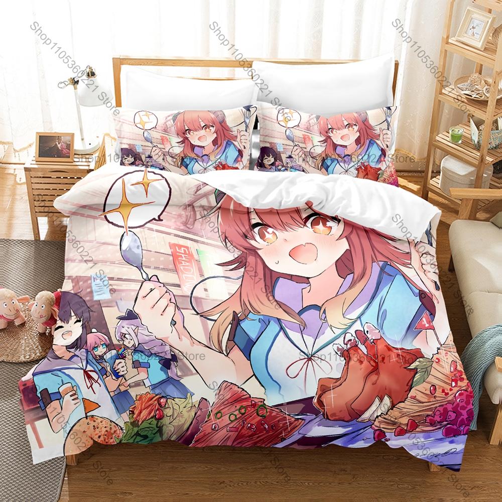 3PCS The Demon Girl Next Door Pattern Bedding Set Skin Friendly Quilt Cover Pillow Case Single Double Bed Home Bedding Kit