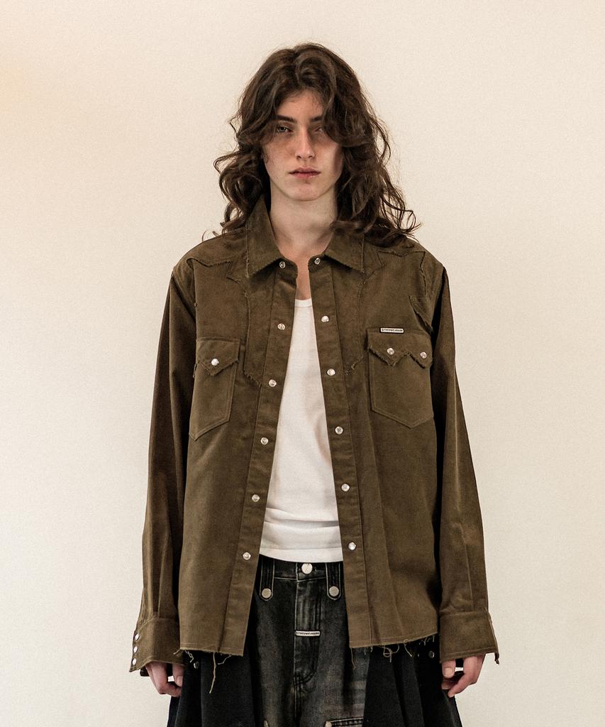 THEVINYLHOUSE Corduroy Western Shirts Khaki