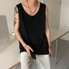 Мужской жилет без рукавов с круглым вырезом, однотонный жилет свободного кроя, повседневный спортивный топ, уличная одежда, повседневная одежда