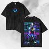 Винтажная стираная футболка, Неоновая футболка в стиле Sci-Fi Streetwear, Футуристический подарок для геймера