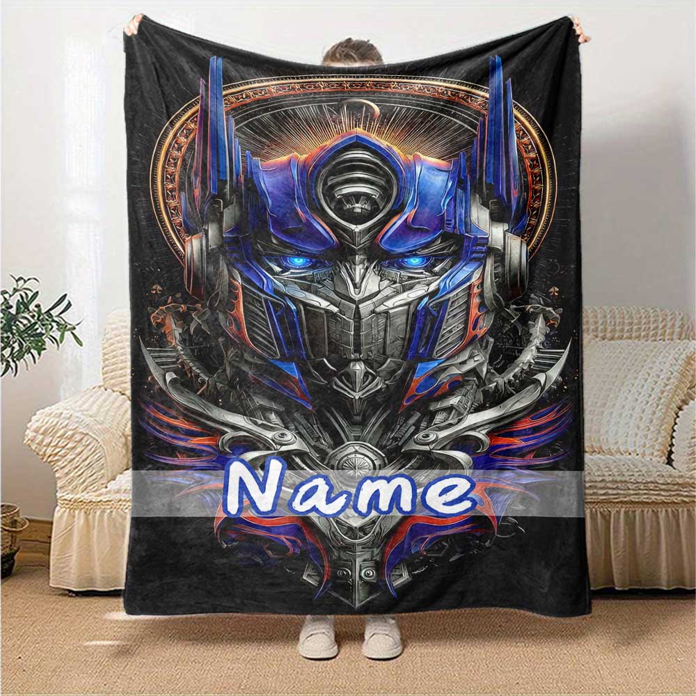 Transformers Fans (23) Personalized Text Blanket Cozy Customizable Blanket Soft Warm Cozy Suitable for Bedding Livingroom Picnics Home Decor
