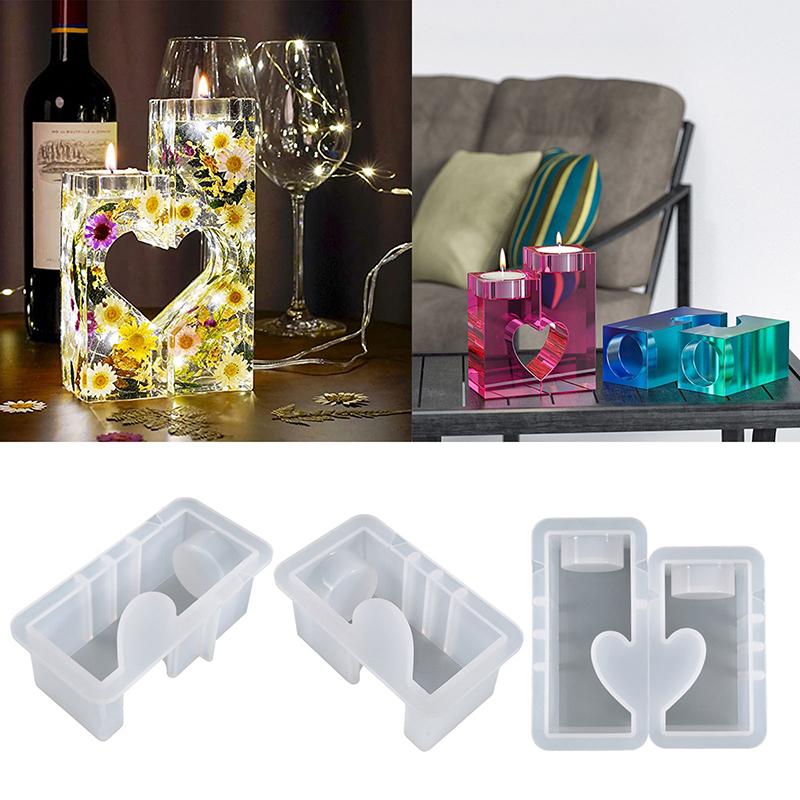 Ремесленная форма для литья подсвечника в виде сердца, эпоксидная смола, форма для литья, силиконовая форма для дома, украшение для дома, аксессуары для рукоделия, форма из смолы