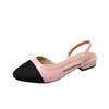 Fashion New Pointed Toe Sandals Fashion Low Square Heels Flat Shoes Korean Color Matching Party Ladies Shoes Chaussure Femme 2024