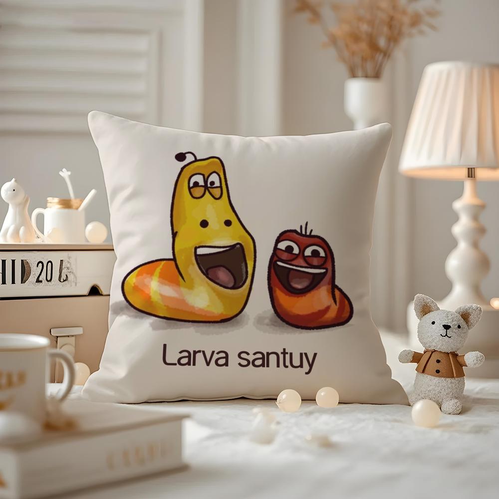 Anime LLarva Funny Cushion Cover Antidustmite Pillowcase Invisible zipper silky short plush Sofa cushion cover
