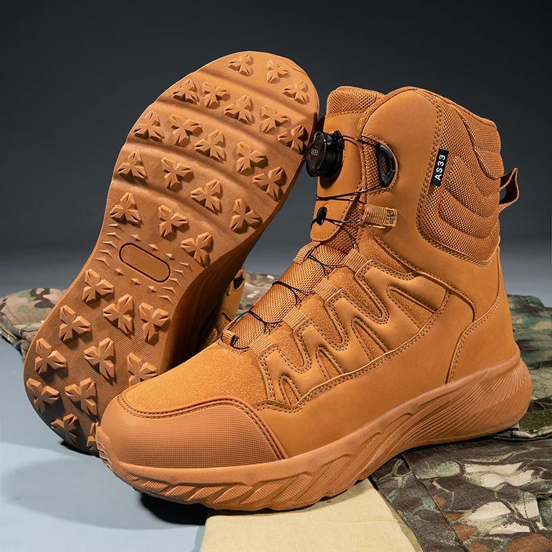 New Men Tactical Boots Brand Army Boot Military Ankle Hiking Shoes Safety Desert Work Climbing Shoes Waterproof High Quality