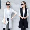 Elegant Suit Women Spring Summer Sleeveless Long Vest Jacket Colete Plus Size Blazer Coat Female