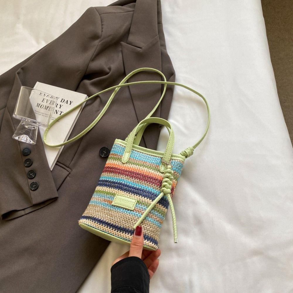 Летние сумки через плечо для отдыха, женские сумки, модные полосатые соломенные сумки для путешествий