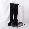 Сексуальные сапоги до колена, обтягивающие рыцарские сапоги в стиле «стёбаная труба», замшевые сапоги с круглым носком для женщин, модные бархатные теплые женские сапоги