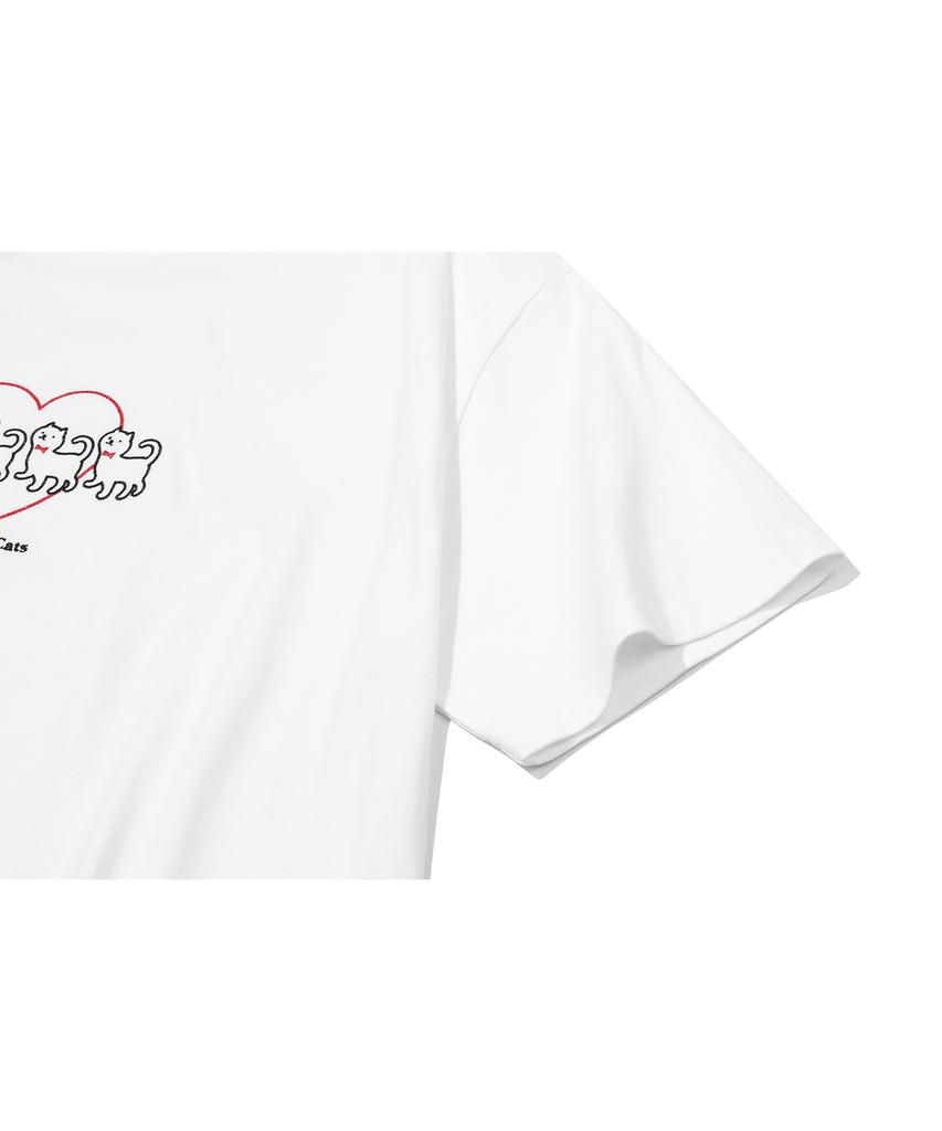CPGN STUDIO Cat'S Heart Chain Embroidered Short Sleeve T-Shirt White