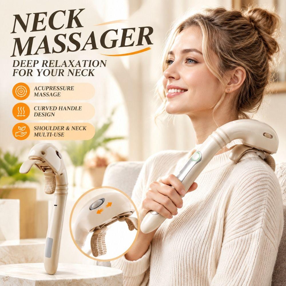 Cordless Electric Neck Massager Adjustable Handheld Massage Device Shoulder Massager Office Use