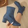 New Hot Selling Versatile Ankle Women's Boots Elegant Modern Solid Color Square Toe Back Zipper Medium Heel Plus Size Shoes