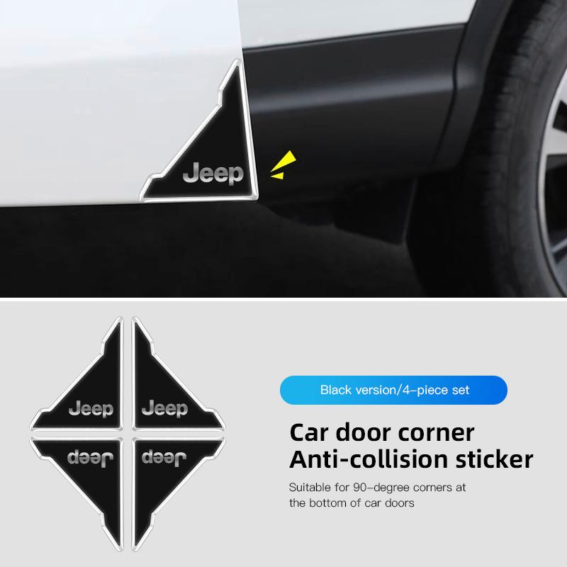 For Jeep 4Pcs Car Door Silicone Buffer Sticker Anti Collision Scratch For Jeep Wrangler Renegade Compass Grand Cherokee Patri