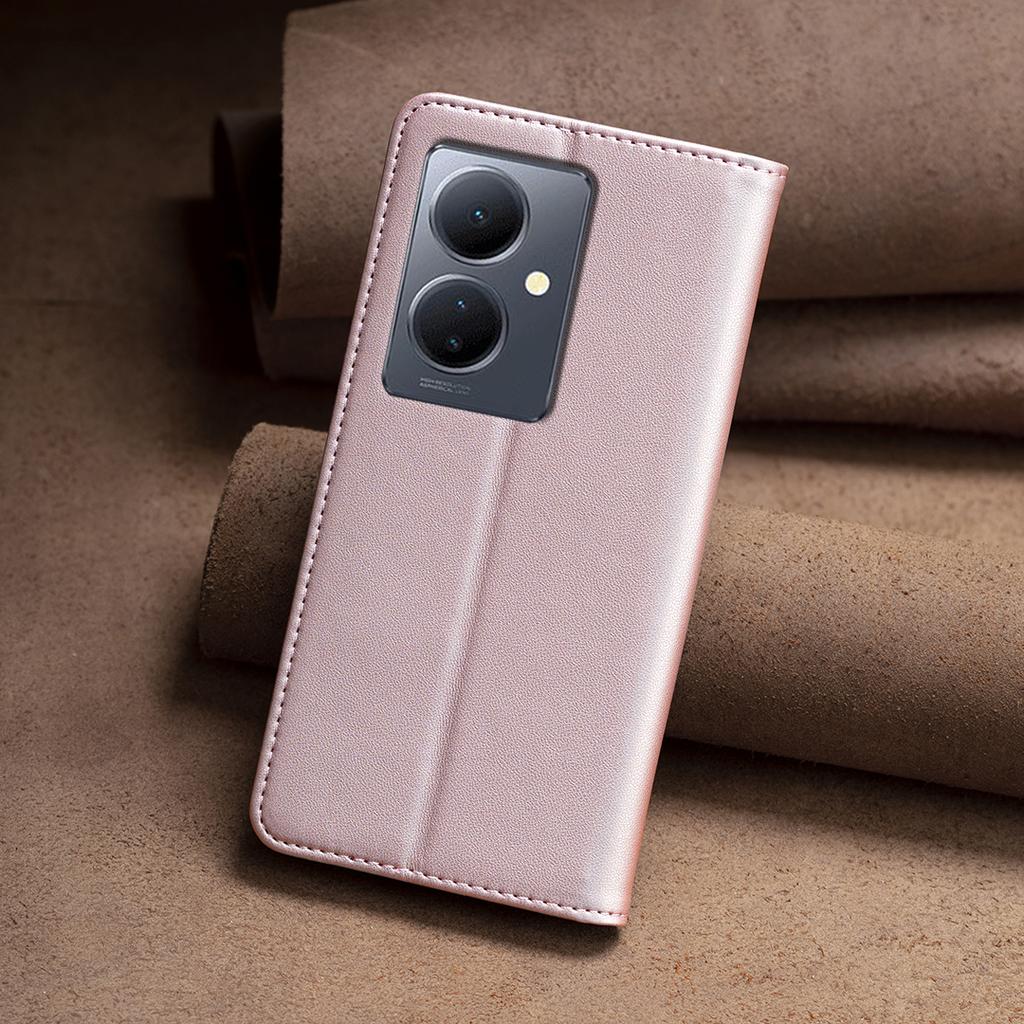 Ультратонкий чехол-кошелек из искусственной кожи с однотонным узором и отделениями для карт для vivo Y78, Y36, Y27 4G, Y35 4G, Y22s, Y21, Y21s, Y33s 4G, Y15, Y12, Y17, Y20...