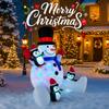 6.8FT Xmas Inflatable Yard Decor LED Snowman Penguins Christmas Outdoor Home Decoration Ornament Festive Toy Gift Supplies Decor