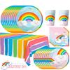Rainbow Party Supplies, Rainbow Party Tableware Set-Rainbow Plates Cups Napkins Table Cloths,Carnival Themed Rainbow Birthday Party Supplies