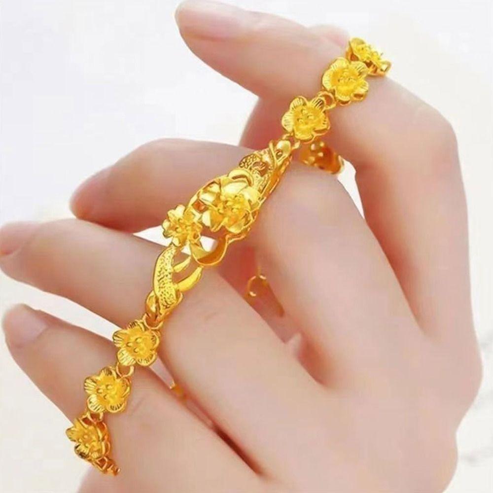Украшения Имитация золотого цветка браслет Винтажный китайский стиль браслеты полый браслет женские подарки