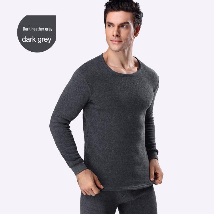 Мужской теплый комплект термобелья однотонного цвета на флисовой подкладке для осени и зимы