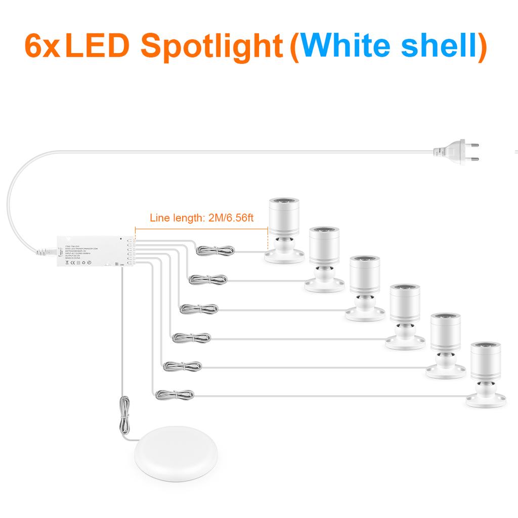 Коллекционный витринный шкаф Подполочные светодиодные точечные светильники с сенсорным диммируемым выключателем для вина, ювелирных изделий, игрушек, декоративное освещение