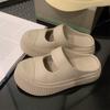 Woman Slippers Height Shoes for Women 2024 Job Sandals Outside White Slides Mules Summer Round Toe Footwear Small Size Normal B