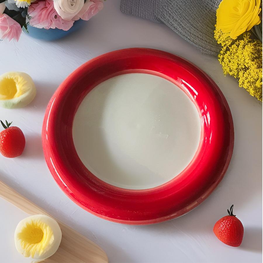 1 шт. 8-дюймовая 6-дюймовая керамическая тарелка, расписанная вручную, бытовая тарелка для десертов, тарелка для торта, простая красно-черная тарелка Dudu.