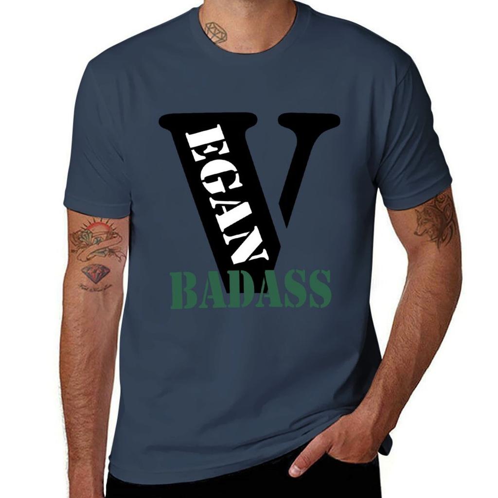 VEGAN BADASS TShirt Basic Solid Color Short Sleeve TShirt