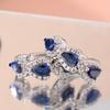 Luxury  Blue Cubic Zirconia Hoop Earrings Women's Elegant Exquisite Wedding Party Accessories Silvery Plated Jewelry Gift