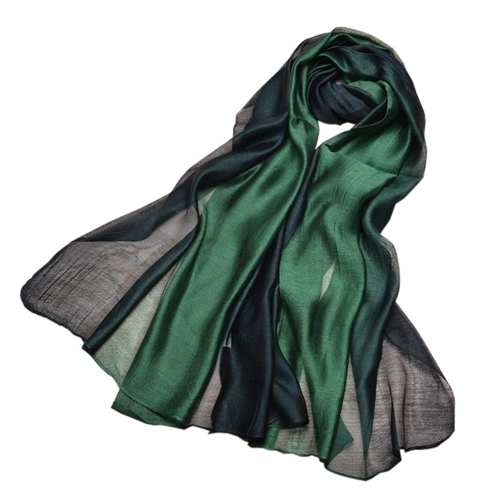 Silk Scarf Stole Shawl Stylish Cold Protection Sun Protection Dark (MAYUDAMA SILK) Spring/Summer Women's (4. Green)