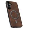 For Samsung Galaxy S25+ Case Compatible with MagSafe PU TPU PC Phone Back Cover with Metal Lens Frame