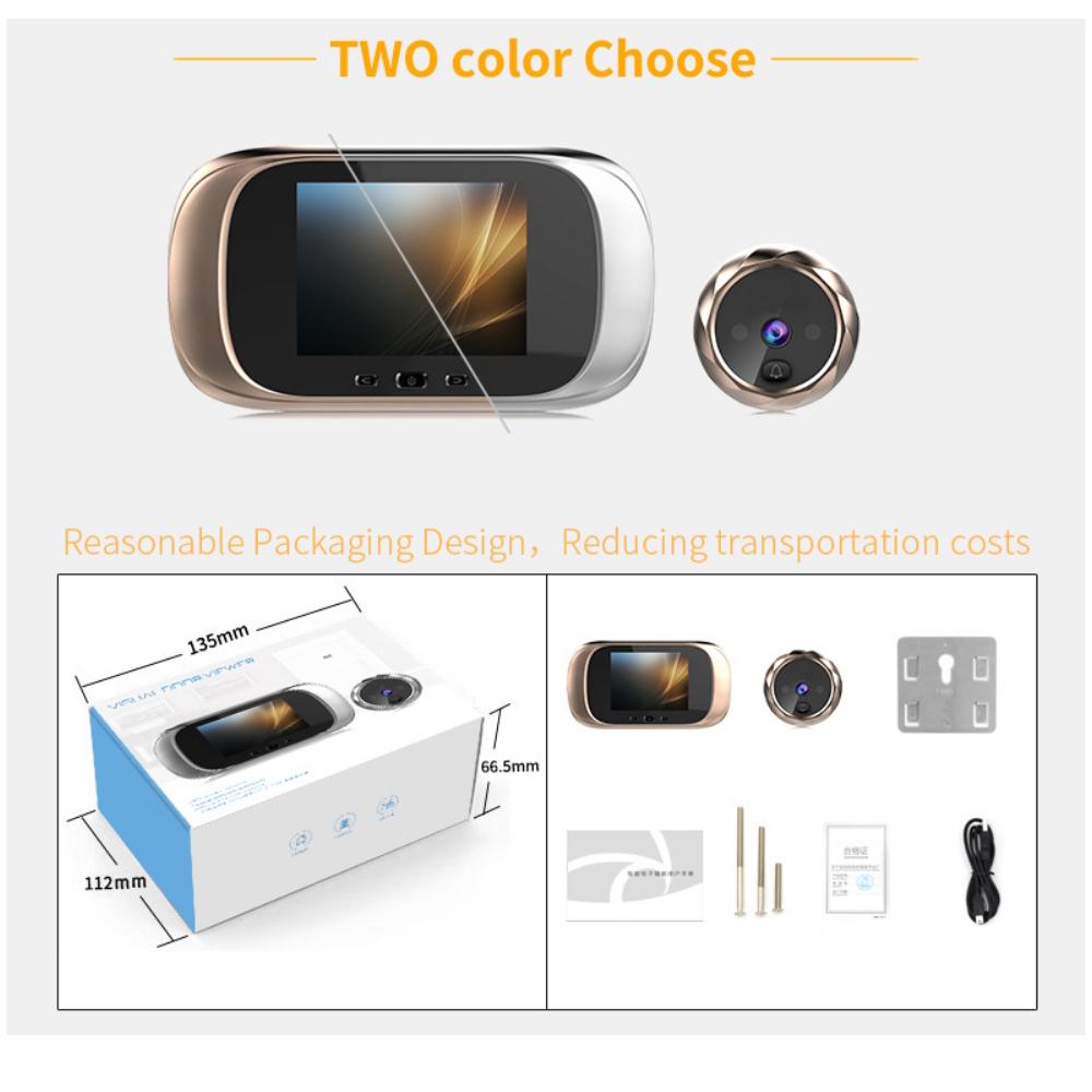 2,8-дюймовый цифровой дверной видеорегистратор, встроенный дверной звонок с ночным видением, электронный глазок и 2,8-дюймовый ЖК-экран AA