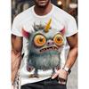 Cute Cat Monster Pattern T-Shirt For Men Funny Animal 3D Printed Tees Casual Unisex Short Sleeve Round Neck Tops Street T Shirts