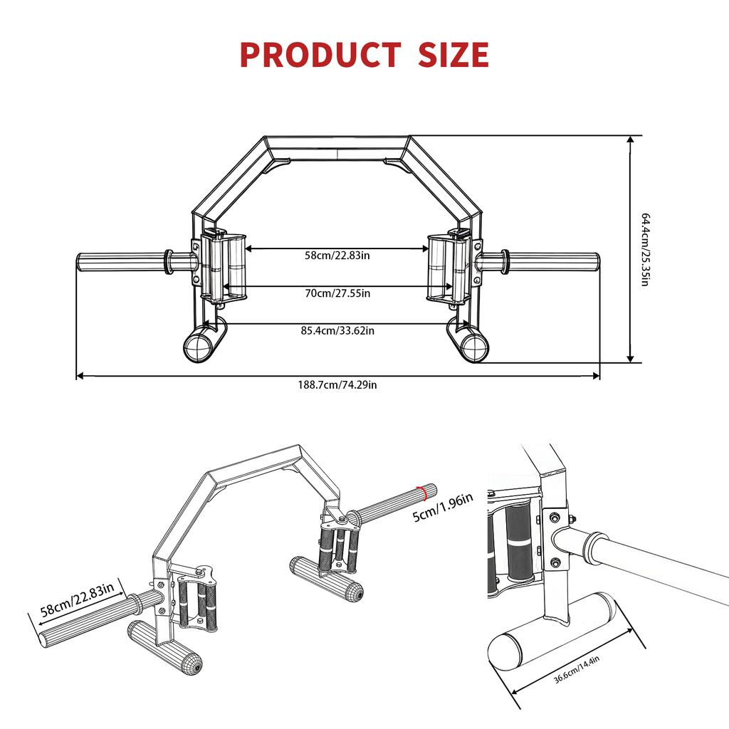 Rackable Open Trap Bar Multi-Function Open-Ended Weightlifting Barbell Wear Resist for Deadlift Carries Lunges Squats