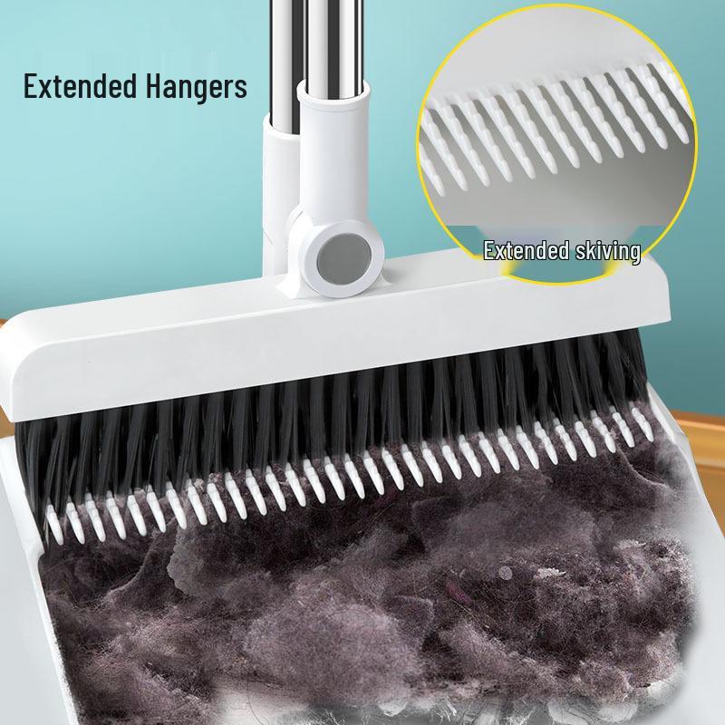 Высококачественный складной набор из метлы и совка - Эффективный инструмент для подметания, устойчивый к налипанию волос