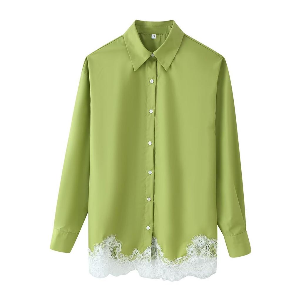 European and American style French women's clothing fashion versatile temperament casual lace shirt shorts set