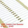 200PCS 1/2W Carbon Film Resistor 0.5W 9.1K 10K 12K 15K 18K 20K 22K 27K 30K 33K 36K 39K 43K 47K 51K 56K 68K 75K 82K 91K Ohm 5% Tolerance WATT