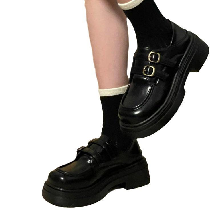 Туфли на платформе кожаные женские весна и осень 2024 новые мокасины универсальные туфли для езды на работу и обратно jk single shoes board shoes